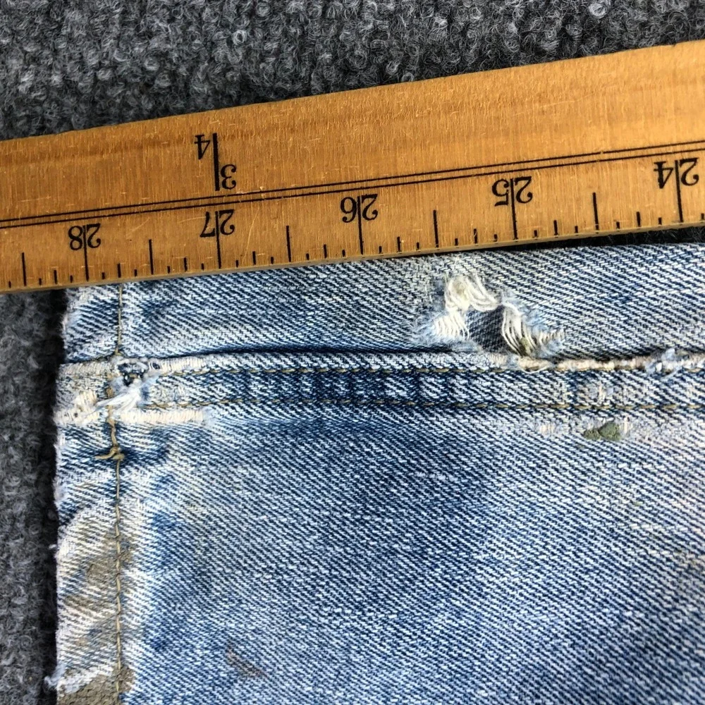 Vintage Mens Light Wash Paint Splatter Distressed Denim Jeans 38x32 Blue - Picture 3 of 8